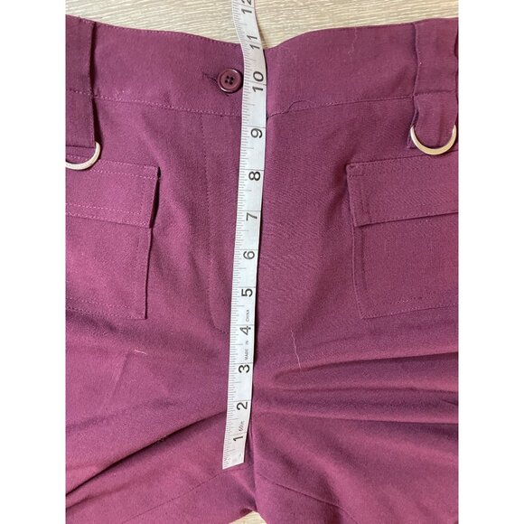 Vintage 90s Larry Levine Petite Maroon Flat Front Pants Sz 8P - Picture 7 of 9